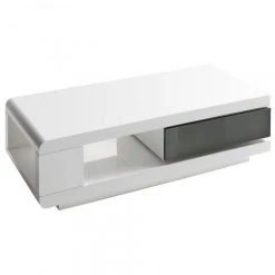 Inside 75 Table Basse Design ICHY Laquée Blanc Brillant Et Façade Gris Laqué ...