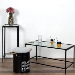 The Home Deco Factory Table Basse Plateau En Verre Texturé Rosa. -Vente-unique shop table basse design metal et verre rosa 80cm noir 10024084 25789976 1140x1140