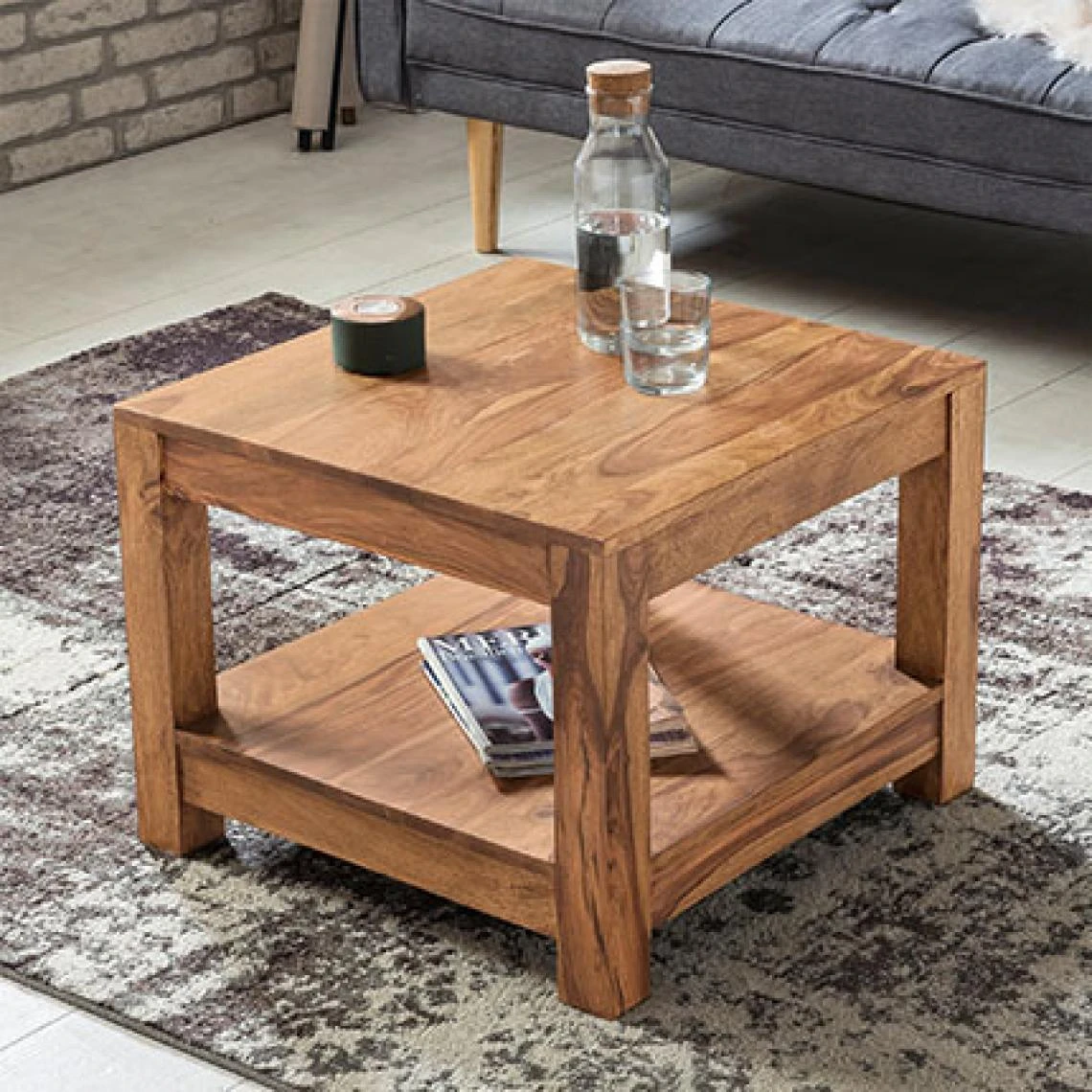 MES Table Basse Double Plateau 60x60x40 Cm En Acacia Massif - MADURAI 3 MES Table Basse Double Plateau 60x60x40 Cm En Acacia Massif - MADURAI