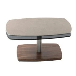 MES Table Basse Double Plateau Gris Clair Et Transparent, Piétement Noyer...