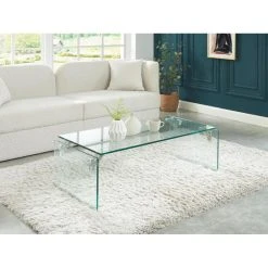 Vente-unique Table Basse En Verre Trempé - Transparent - MADRO