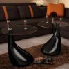 Chunhelife Table Basse Et Dessus De Table Verre Rond Noir Brillant 2 Pcs