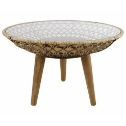 L'Héritier Du Temps Table Basse Guéridon Bout De Canapé Vitré Table Ronde En Bois Et Ve...