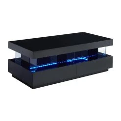 Vente-unique Table Basse - MDF Laqué - LEDs - 2 Tiroirs & 2 Niches - Noir - FABIO ... -Vente-unique shop table basse mdf laque leds 2 tiroirs et 2 niches noir fabio ii 13851636 38411208 1140x1140