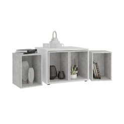 MES Table Basse Modulable 71,5x67,5x50 Cm Blanc Et Gris