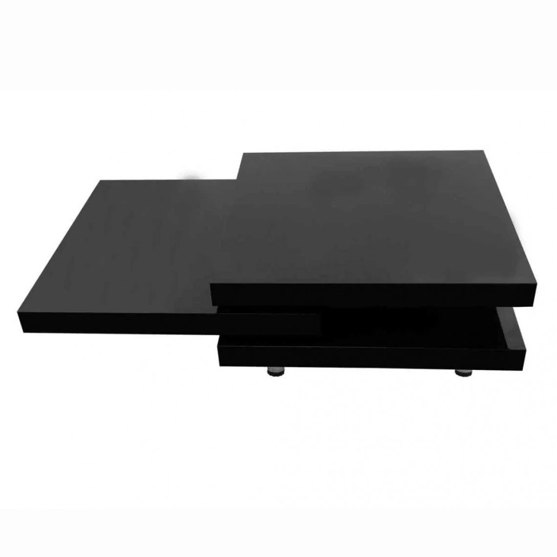 SANS MARQUE Table Basse Noir Laqué Carrée Pivotante 3 Plateaux - Noir 4 SANS MARQUE Table Basse Noir Laqué Carrée Pivotante 3 Plateaux - Noir – Image 2