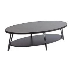 MES Table Basse Ovale Double Plateau 135x70x39,7 Cm Noire