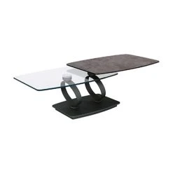 MES Table Basse Plateaux Verre Et Aspect Céramique Anthracite - KANDINSKY