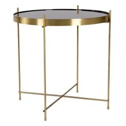 HOUSE NORDIC Table Basse Ronde 48 Cm En Verre Et En Acier Doré CHOQUI