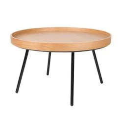 MES Table Basse Ronde 78 Cm En Bois Naturel Et Pieds Noirs