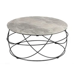MES Table Basse Ronde 85 Cm Avec Plateau En Céramique Grise