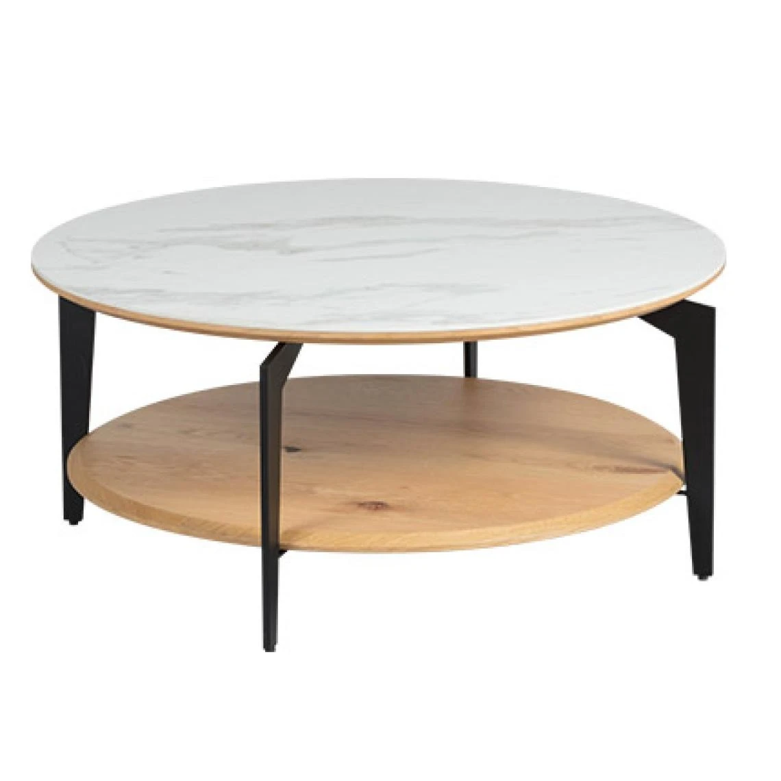 MES Table Basse Ronde Double Plateau 85 Cm Aspect Marbre Blanc Et Chêne -... 3 MES Table Basse Ronde Double Plateau 85 Cm Aspect Marbre Blanc Et Chêne -...