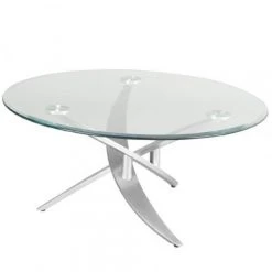 Inside 75 Table Basse Sculpturale BAMBOU En Verre Trempé Et Pied En Acier Bross...