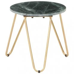 Chunhelife Table Basse Vert 40x40x40 Cm Pierre Véritable Et Texture Marbre