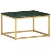 Chunhelife Table Basse Vert 60x60x35 Cm Pierre Véritable Et Texture Marbre