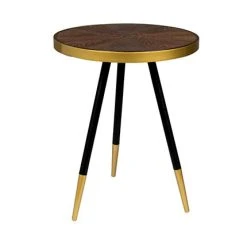 MES Table D'appoint 44x45 Cm En Bois Marron Et Or - DENISE