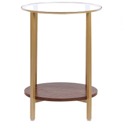 Beliani Table D'appoint Au Plateau De Verre Et étagère Bois Sombre LIBBY -Vente-unique shop table dappoint au plateau de verre et etagere bois sombre libby 12778408 34336262 1140x1140