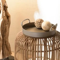 MACABANE Table D’appoint Avec Poignées Plateau Métal Noir Pieds Rotin VICT... -Vente-unique shop table dappoint avec poignees plateau metal noir pieds rotin victoire 739204 3 1140x1140