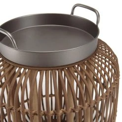 MACABANE Table D’appoint Avec Poignées Plateau Métal Noir Pieds Rotin VICT... -Vente-unique shop table dappoint avec poignees plateau metal noir pieds rotin victoire 739204 6 1140x1140