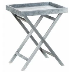 Decoshop26 Table D'appoint Bout De Canapé Avec Plateau Amovible En Bois Gris 61x...