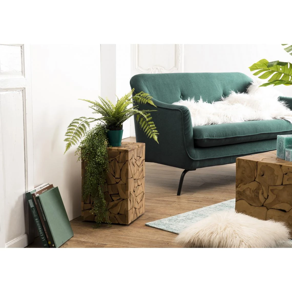 MACABANE Table D'appoint Carrée Mozaïc 30x30cm Bois Teck Dalian 7 MACABANE Table D'appoint Carrée Mozaïc 30x30cm Bois Teck Dalian – Image 5