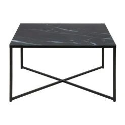 TOILINUX Table D'appoint Effet Marbre En Verre Et Métal - L.80cm - Noir -Vente-unique shop table dappoint effet marbre en verre et metal l80cm noir 14071710 39079504 1140x1140