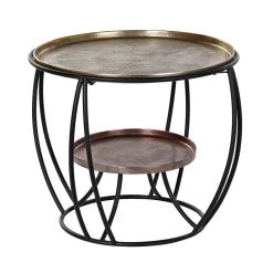 Pegane Table D'appoint En Aluminium Coloris Noir Doré - Diamètre 62 X Haute...