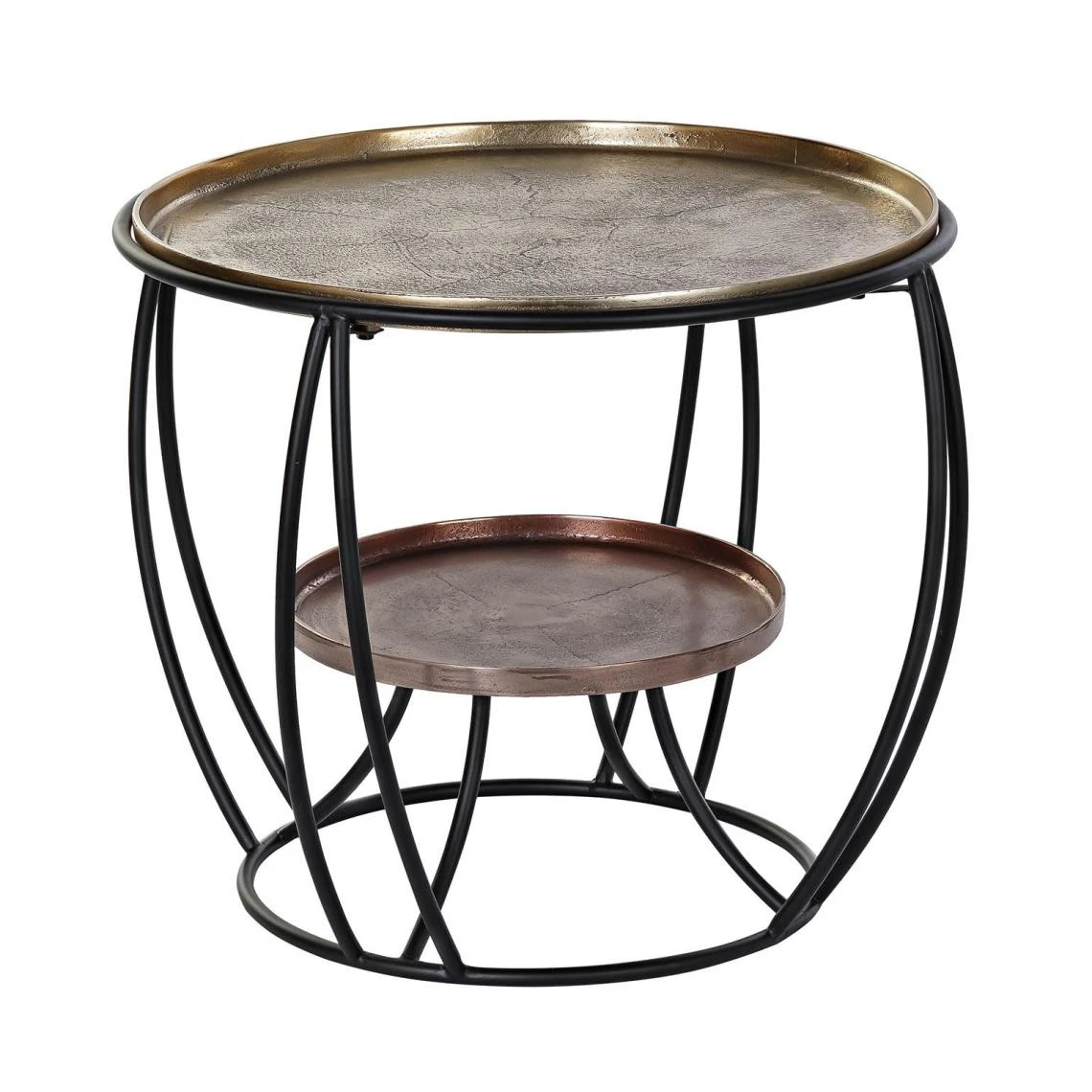 Pegane Table D'appoint En Aluminium Coloris Noir Doré - Diamètre 62 X Haute... 3 Pegane Table D'appoint En Aluminium Coloris Noir Doré - Diamètre 62 X Haute...