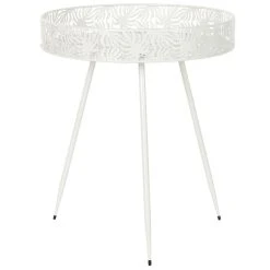 Pegane Table D'appoint En Métal Coloris Blanc - Diamètre 50 X Hauteur 59 Cm