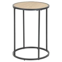 TOILINUX Table D'appoint Ou Bout De Canapé Rond En MDF Et Métal Diam.40cm - B...