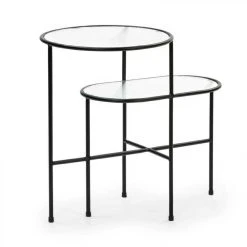 Tousmesmeubles Table D'appoint Ovale Métal Noir/Verre - TEULAT NIX -Vente-unique shop table dappoint ovale metal noirverre teulat nix 10901648 28474822 1140x1140
