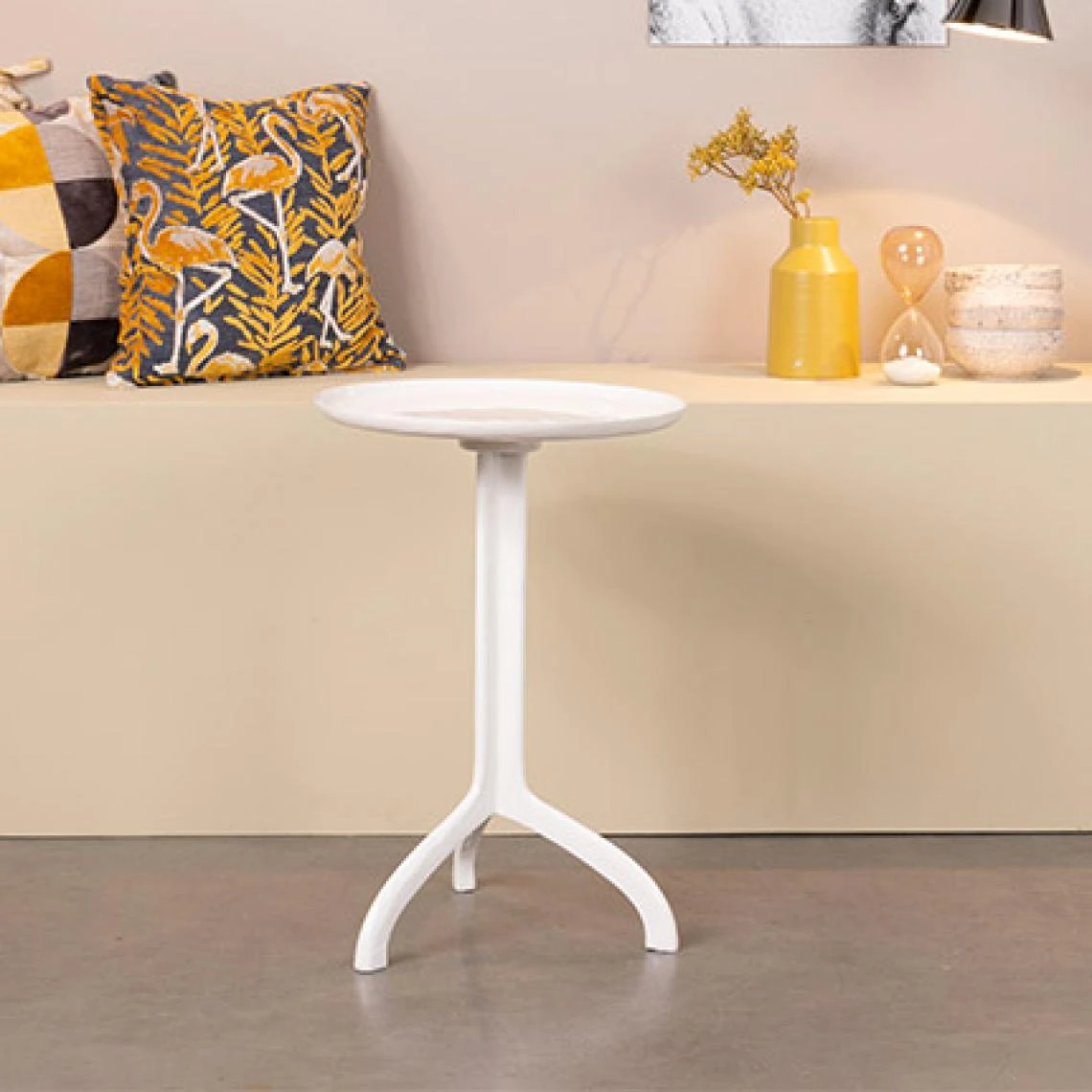 MES Table D'appoint Ronde 40x58 Cm En Aluminium Blanc 3 MES Table D'appoint Ronde 40x58 Cm En Aluminium Blanc