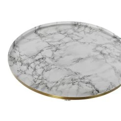 Pegane Table D'appoint Ronde En Imitation Marbre Et Aluminium Coloris Blanc D... -Vente-unique shop table dappoint ronde en imitation marbre et aluminium coloris blanc dore diametre 51 x hauteur 51 cm 13517192 37047580 1140x1140