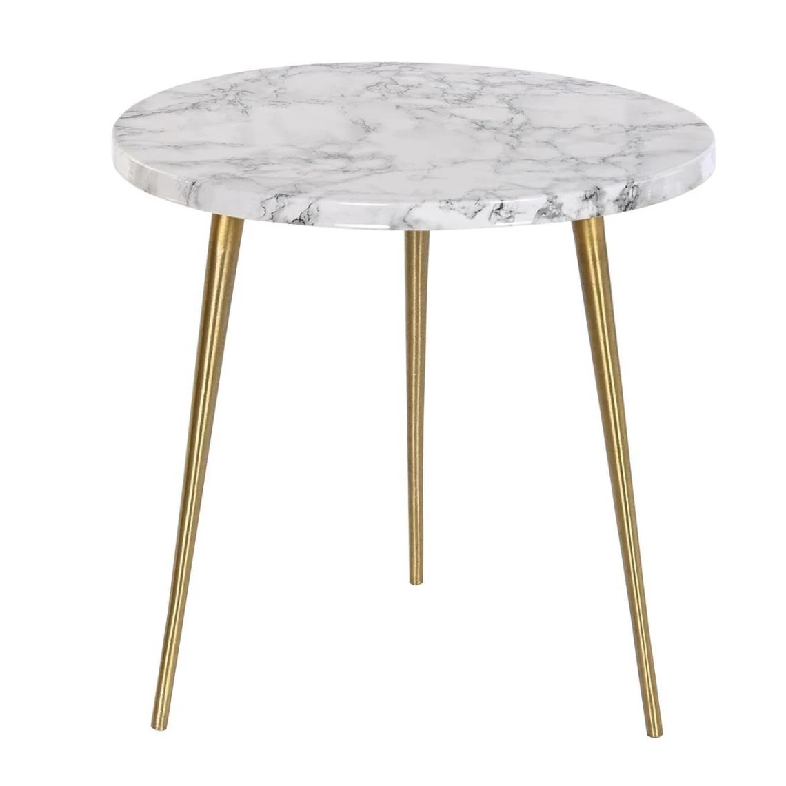Pegane Table D'appoint Ronde En Marbre Et Aluminium Coloris Blanc Doré - Dia... 3 Pegane Table D'appoint Ronde En Marbre Et Aluminium Coloris Blanc Doré - Dia...