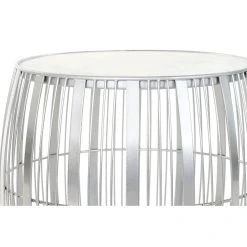 Pegane Table D'appoint Ronde En Marbre Et Fer Coloris Blanc Argenté - Diamè... -Vente-unique shop table dappoint ronde en marbre et fer coloris blanc argente diametre 46 x hauteur 41 cm 13517254 37047796 1140x1140