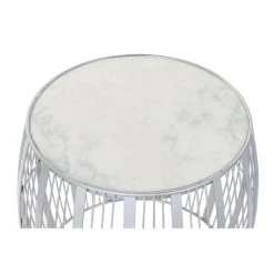 Pegane Table D'appoint Ronde En Marbre Et Fer Coloris Blanc Argenté - Diamè... -Vente-unique shop table dappoint ronde en marbre et fer coloris blanc argente diametre 46 x hauteur 41 cm 13517254 37047800 1140x1140