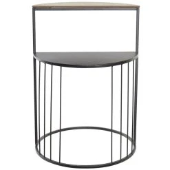 Pegane Table D'appoint Ronde En MDF Et Fer Coloris Naturel Noir - Diamètre 4...