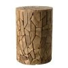 MACABANE Table D'appoint Ronde Mozaïc 30x30cm Bois Teck Lucknow