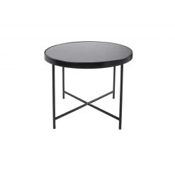 3S. X Home Table D'Appoint SMOOTH Noir Matte Et Plateau En Verre