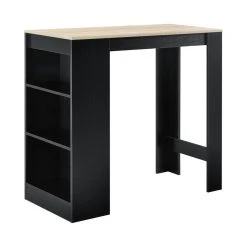 HELLOSHOP26 Table De Bar Avec Rangement Bistro Haut Avec 3 étagères 110 Cm Noir ...