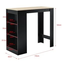 HELLOSHOP26 Table De Bar Avec Rangement Bistro Haut Avec 3 étagères 110 Cm Noir ... -Vente-unique shop table de bar avec rangement bistro haut avec 3 etageres 110 cm noir et chene 030006191 12690756 34082232 1140x1140