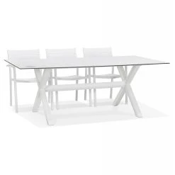 Alterego Table De Jardin Design 'PORTO' Blanche Avec Pied En X