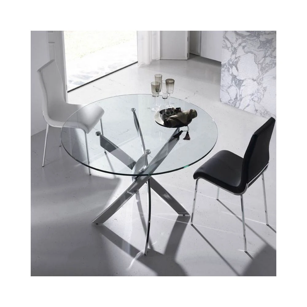 Paris Prix Table De Repas Ronde En Verre """"Alessio"""" 120cm Argent 4 Paris Prix Table De Repas Ronde En Verre """"Alessio"""" 120cm Argent – Image 2