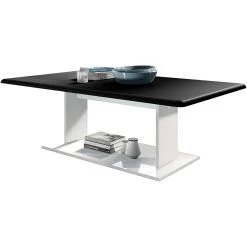 MPC Table De Salon Table Basse En Blanc Avec Plateau De Dessus En Noir Ma...