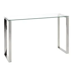 Pegane Table Haute En Verre Trempé Transparent - 120 X 40 X 78 Cm