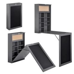 Table Murale Pliable MDF 156 X 50 X 91,5 Cm Gris Foncé [en.casa]