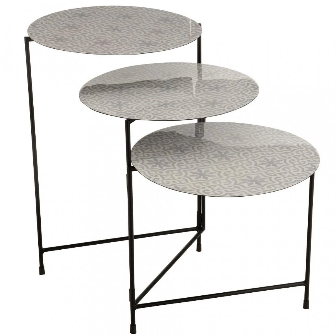 Inside 75 Table Ronde 3 Parties TRIOZ Métal Laqué Blanc Et Gris. 3 Inside 75 Table Ronde 3 Parties TRIOZ Métal Laqué Blanc Et Gris.