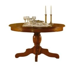 MES Table Ronde Pied Central Extensible En Chêne Massif