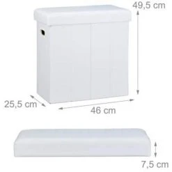 HELLOSHOP26 Tabouret Banc Banquette Pouf De Rangement Pliable Pliant 50 Litres Bla...