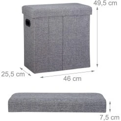 HELLOSHOP26 Tabouret Banc Banquette Pouf De Rangement Pliable Pliant 50 Litres Gri... -Vente-unique shop tabouret banc banquette pouf de rangement pliable pliant 50 litres gris 1300027763 11031976 28815988 1140x1140